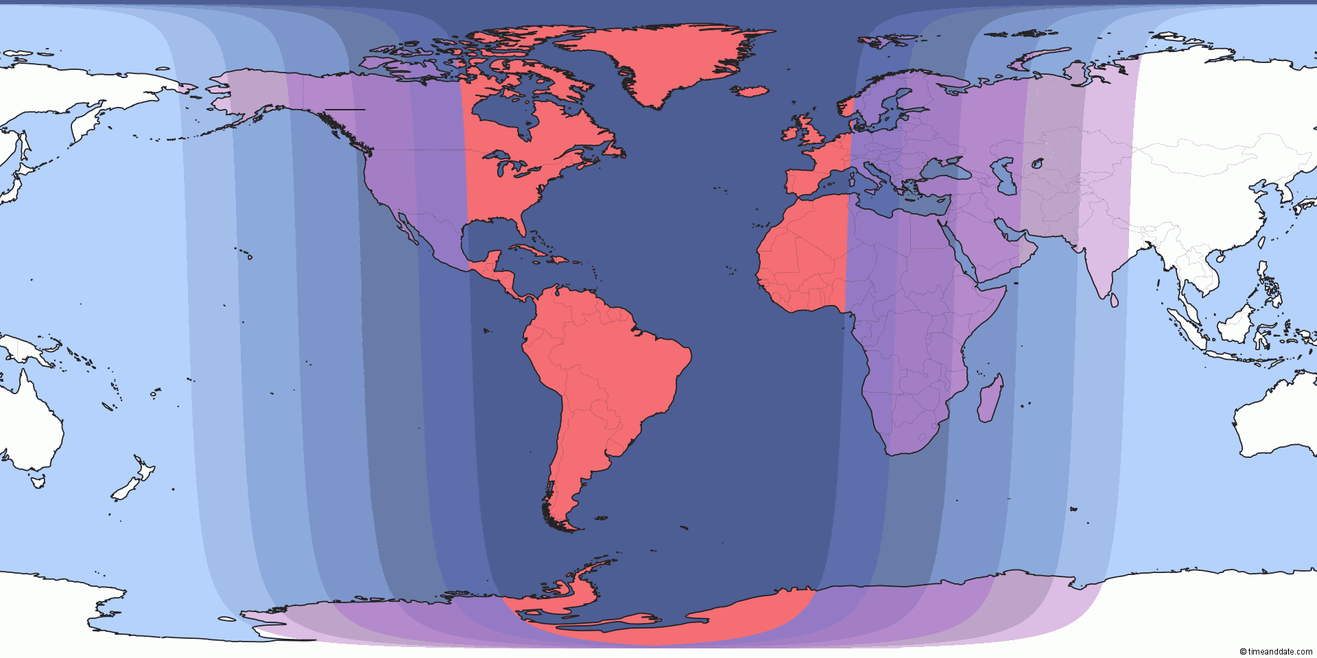 Mapa de visibilidad del eclipse total de Luna de septiembre de 2015