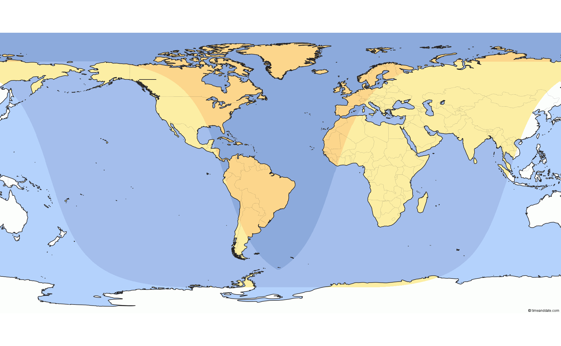Mapa de visibilidad del tránsito de Mercurio de 2016
