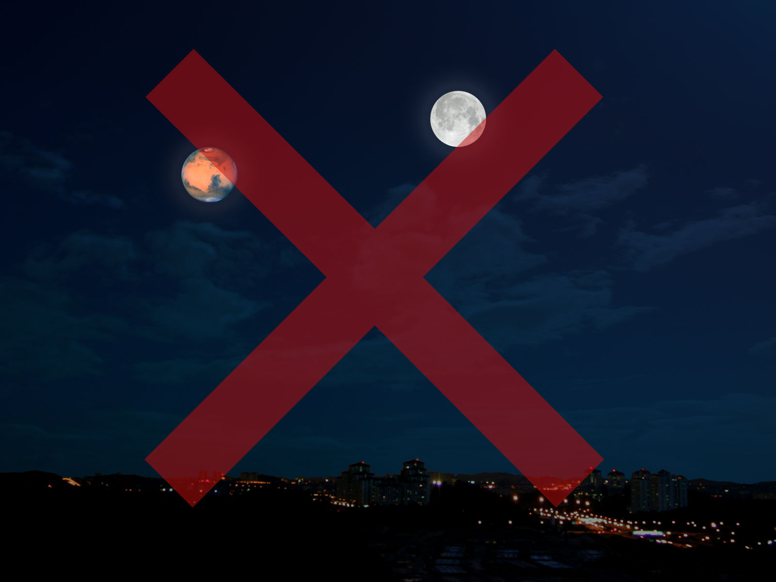 Comparación visual entre la Luna y Marte
